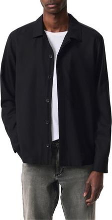 Rag & Bone Hyde Wool Blend Piqu&eacute; Button-Up Shirt Jacket in Black at Nordstrom, Size Medium