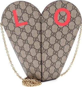 Gucci Valentines Day Chain Heart Bag Printed GG Coated Canvas Small shoulder bag - Toni neutri