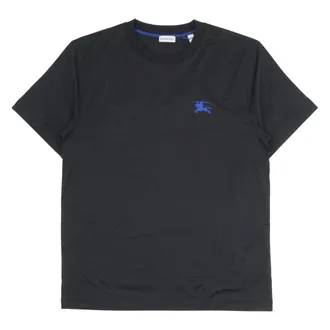 Burberry T-Shirts, male, Black, Size: L Logo Embroidery T-Shirt