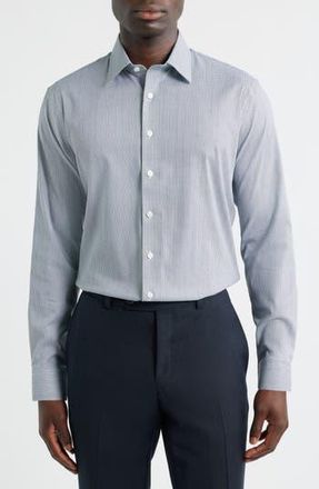 Nordstrom Trim Fit Geometric Print Premium Performance Twill Dress Shirt in Navy Lamarca Geo at Nordstrom Rack, Size 17.5 - 36/37
