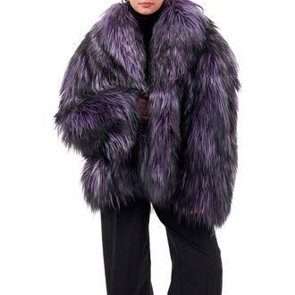 Gorski Collared Goat Jacket in Purple at Nordstrom, Size X-Small