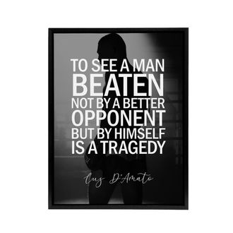 Artery8 Sport Quote Boxing Manager Cus DAmato Framed Canvas Wall Art Print in Grey | Size: W24 x H32
