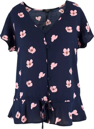 Rails Navy and Floral Button-Up Top Size S