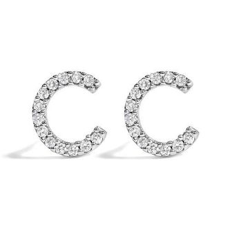 House of Brilliance 10K Gold 1/10 Cttw Diamond Initial A to Z Stud Earring in White Gold | C at Nordstrom