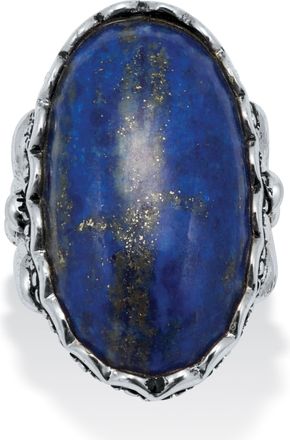 Palm Beach Jewelry Oval Shaped Genuine Blue Lapis Sterling Silver Ring