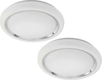 Loops 2 PACK Wall Flush Ceiling Light Colour White Shade White Chrome Plastic LED 23W