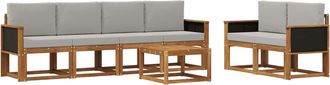 vidaXL Conjunto De Sof&aacute;s De Exterior 6 Uds. Natural Y Gris Claro Vidaxl