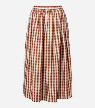 Faithfull The Brand Ida gingham linen midi skirt