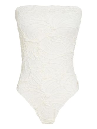 Brigitte Costume intero Manu a fiori jacquard - Bianco