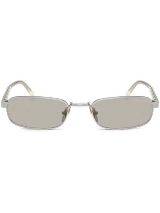 Prada Zonnebril met rechthoekig montuur - Zilver