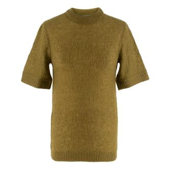 Prada Khaki Semi Sheer Mohair Blend Knit Top Size XS