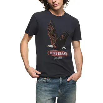 Lucky Brand Eagle Cotton Graphic T-Shirt in Total Eclipse at Nordstrom, Size Xx-Large
