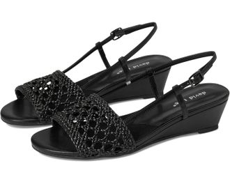 David Tate Womens David Tate Danza Sandal Black Wedge Heel Slingback Strap HAWK1288