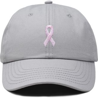 Dalix Pink Ribbon Dad Cap in Gray at Nordstrom