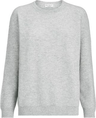 Brunello Cucinelli Cashmere sweater with monili in Light Grey at Nordstrom, Size Xx-Large Eu