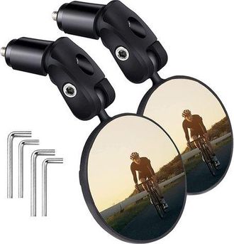 OEM Juego De 2 Espejos Retrovisores Para Bicicleta, De Cristal/silicona, Ajustables 360&deg;, Negros