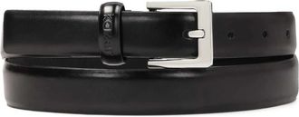 Kazar Zwart leren riem met logo lus en zilveren gesp - Dames - Riemen - Zwart - 100 CM - Leer - Accessoires