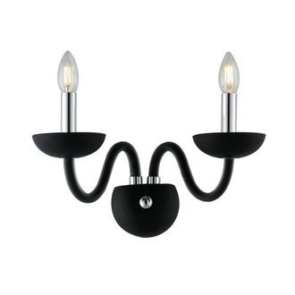 Netlighting ALFIERE Twin 2 Light Candle Wall Light Black 37x26x23cm | Size: 37 x 26 x 23 cm