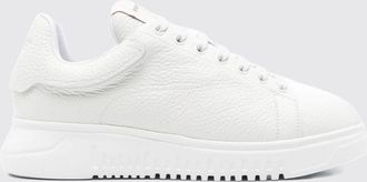 Emporio Armani Sneakers low top in pelle bovina a grana con punta tonda