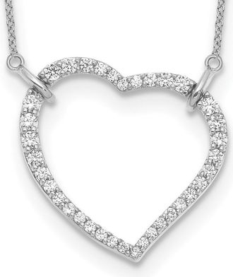 Diamond2Deal 14k Gold Round Cut 0.70 Ct Lab Grown Diamond Open Heart Pendant Necklace 18