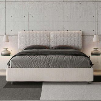 Les Tendances Les Tendances - Letto matrimoniale senza rete imbottito 160x200 tessuto Aragona 1 bianco Mados