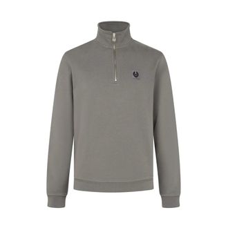 Belstaff Patch Logo 1/4 Zip Sweatshirt - male - Belstaff - Zip-throughs - Gray - 2XL - Sweatshirts & Hoodies