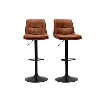 Miliboo Miliboo - Set De 2 Taburetes De Cocina Ajustables De Poliuretano Negro Y Metal Negro Hasta
