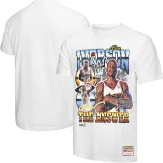 Mitchell & Ness Mens Mitchell & Ness Allen Iverson White Philadelphia 76ers Hardwood Classics Commemorative Player Collage T-Shirt at Nordstrom, Size X-Large