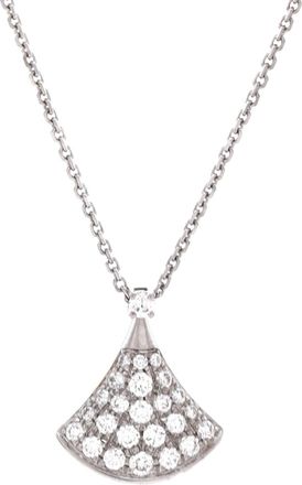 Bulgari Divas Dream Pendant Necklace 18K White Gold with Pave Diamonds Small
