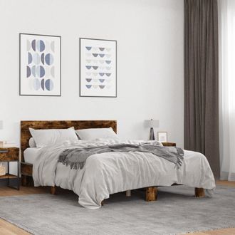 vidaXL Vidaxl - Giroletto Rovere Fumo 135x190 Cm In Legno Multistrato Metallo