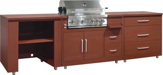 Oviala Cocina exterior de 3 m&oacute;dulos con barbacoa de obra