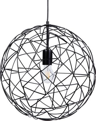 Beliani Beliani - L&aacute;mpara Colgante De Techo De Metal Negro Redondo Con Pantalla Abierta Industrial Dormitorio Cocina Lemme