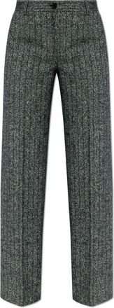 Dolce & Gabbana Broeken, Dames, Grijs, XS, Wol, Kreukelbroek