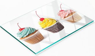 OEM Tabla De Servir De Cocina De Vidrio Templado Con Dise&ntilde;o De Magdalenas, 80 X 52 Cm