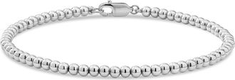 Devata Beaded Ball Bracelet in Rhodium Plated Sterling Silver at Nordstrom, Size 8