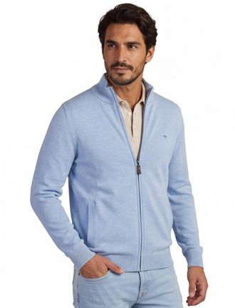 Fynch-Hatton Lichtblauw katoenen gebreid Fynch Hatton vest
