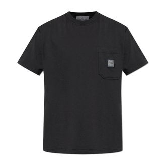 Stone Island T-Shirts, male, Black, Size: 3XL T-Shirt with Pocket