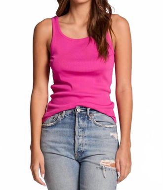 Chaser Relaxed Ribbed Tank In Electric Fuchsia