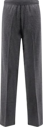 Gucci Fijne Wol Vrijetijdsbroek met Web - Heren - Straight fit broeken - Grijs - M - Wol - Broeken