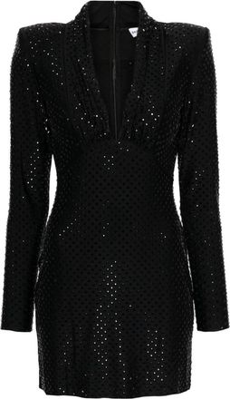 Self Portrait rhinestone-embellished mini dress - women - Polyamide/Spandex/Elastane - 6 - Black