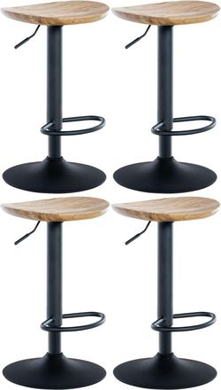 Clp Set de 4 taburete de bar ajustable giratorio en madera natural