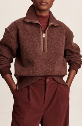 Varley Roselle Recycled Polyester Fleece Half Zip Pullover in Deep Mahogany at Nordstrom Rack, Size X-Large