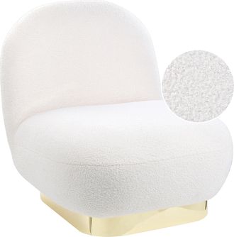 Beliani Beliani - Sill&oacute;n Blanco Dorado Tela Boucl&eacute; Base Dorada Contempor&aacute;neo Glamour Loviisa