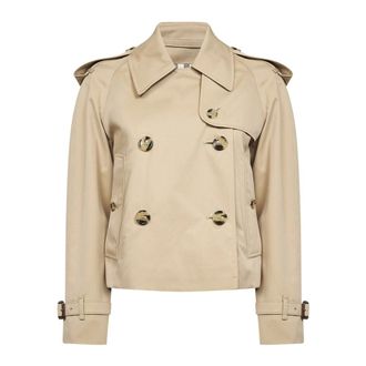 Burberry Trench Coats, female, Yellow, Size: S Cropped Trench Jacket