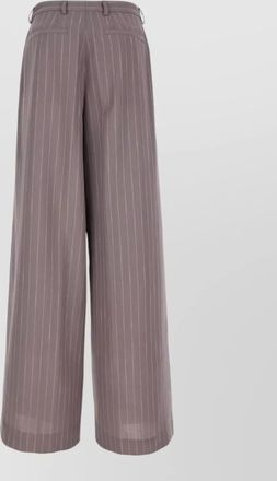 Dries Van Noten embroidered cotton trousers pinstripe belt loops