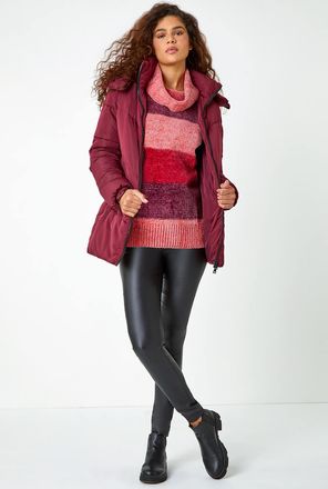 Roman Chenille Striped Cowl Neck Jumper