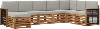 vidaXL Conjunto De Sof&aacute;s De Exterior 6 Uds. Natural Y Gris Claro Vidaxl