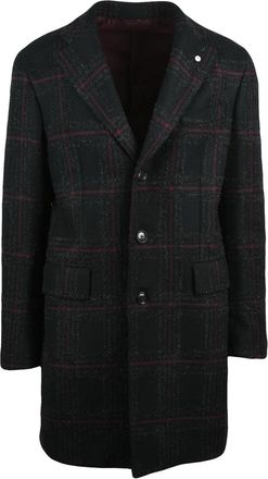 L.B.M. 1911 Black-Bordeaux Wool-Blend Coat