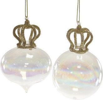 LLR Collection 2er-Set Weihnachtskugeln Crown aus Glas