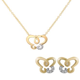 Orphelia Joya WoMens 925 Sterling Silver Set: Chain-Pendant + Earrings - Silver/Gold SET-7088/1 - Silver & Gold - One Size